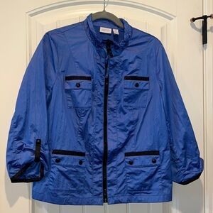 Chicos Zenergy Blue Lightweight Zip Jacket Cute Pockets And Details Size 2/L